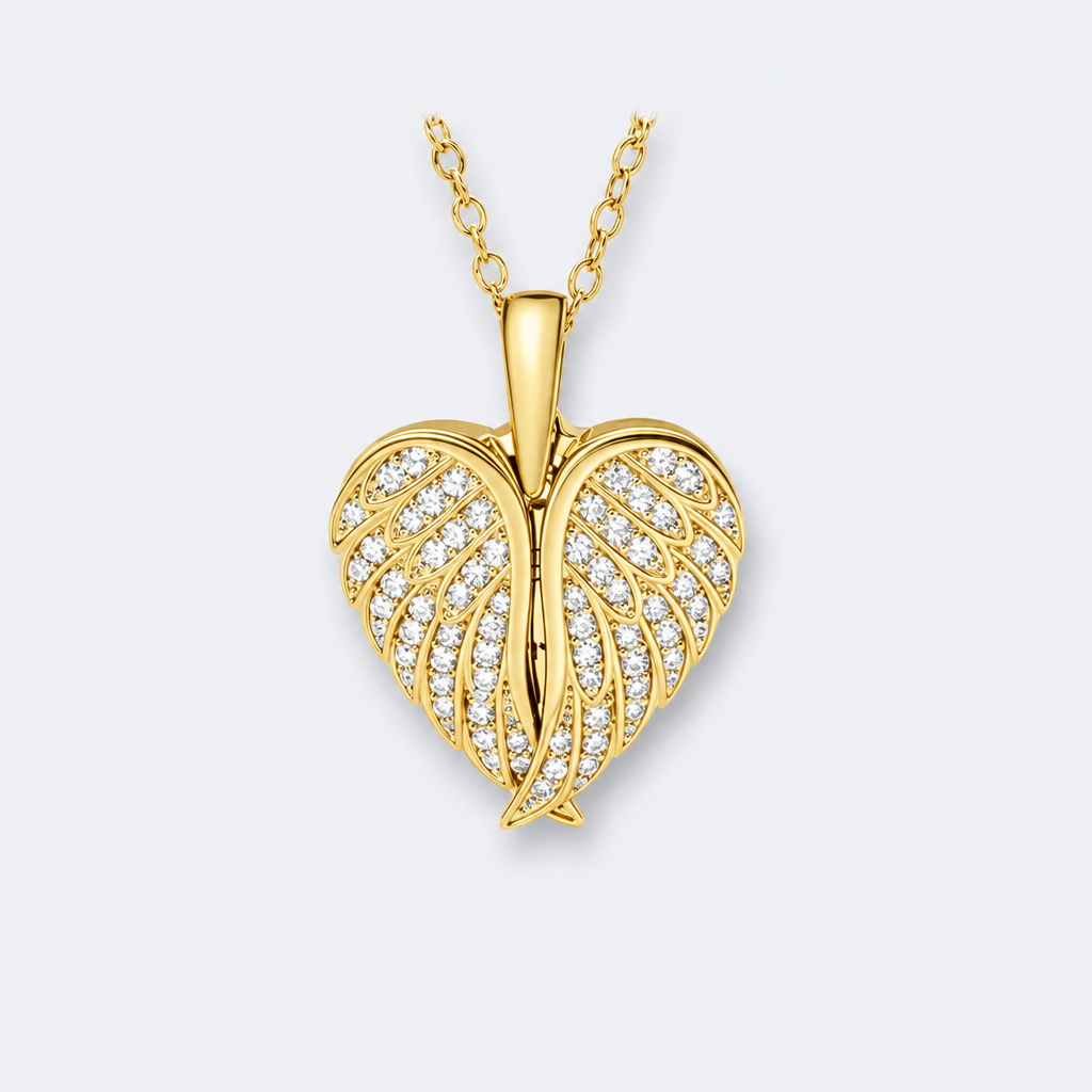 Collier médaillon ailes – Doré
