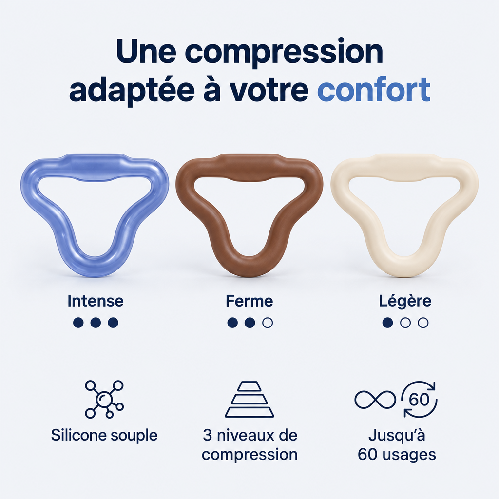 Anneau de compression en 3 niveaux : Intense, Ferme, Légère