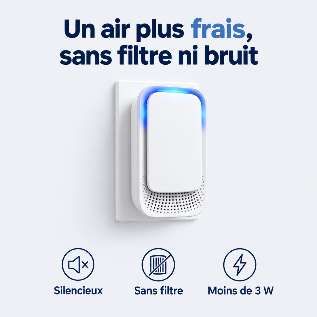 Purificateur d’air ionique compact branché sur une prise