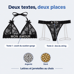 Deux textes : avant du soutien-gorge et dos du string