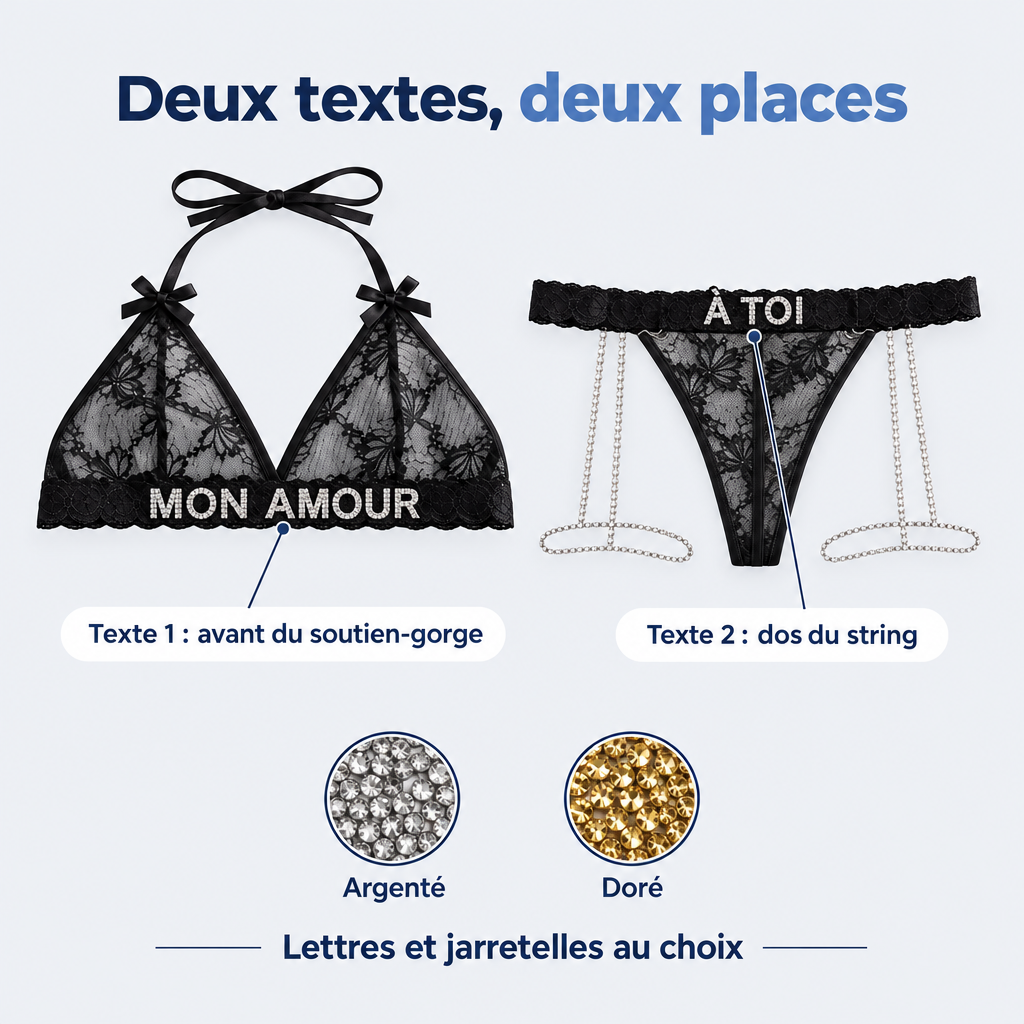 Deux textes : avant du soutien-gorge et dos du string