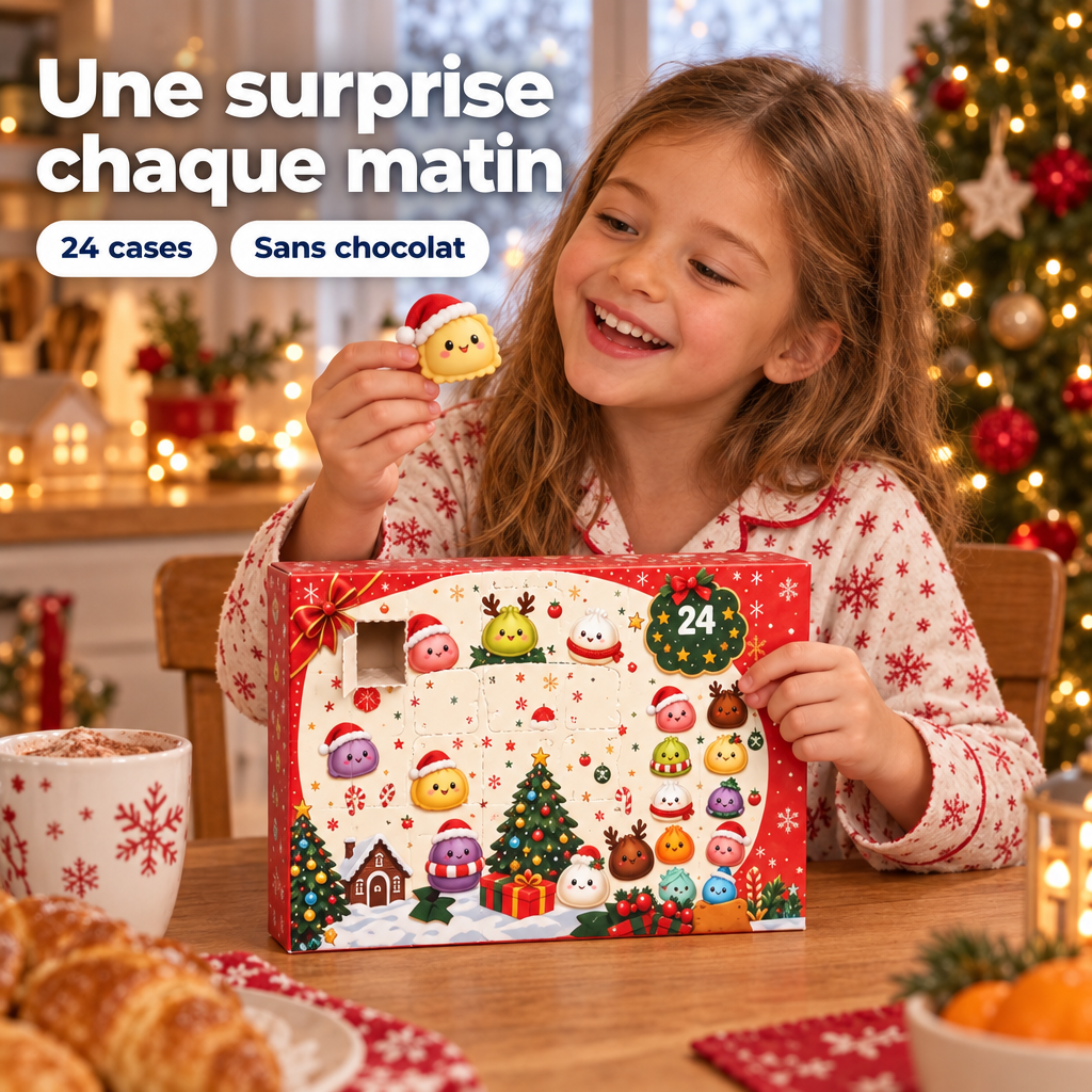 Enfant ouvrant une case du calendrier