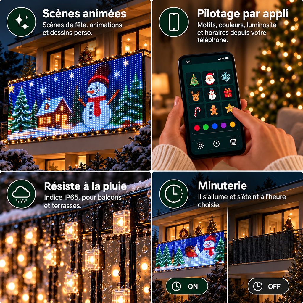 Scènes animées, appli, IP65, minuterie