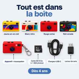 Contenu de la boîte et 4 coloris