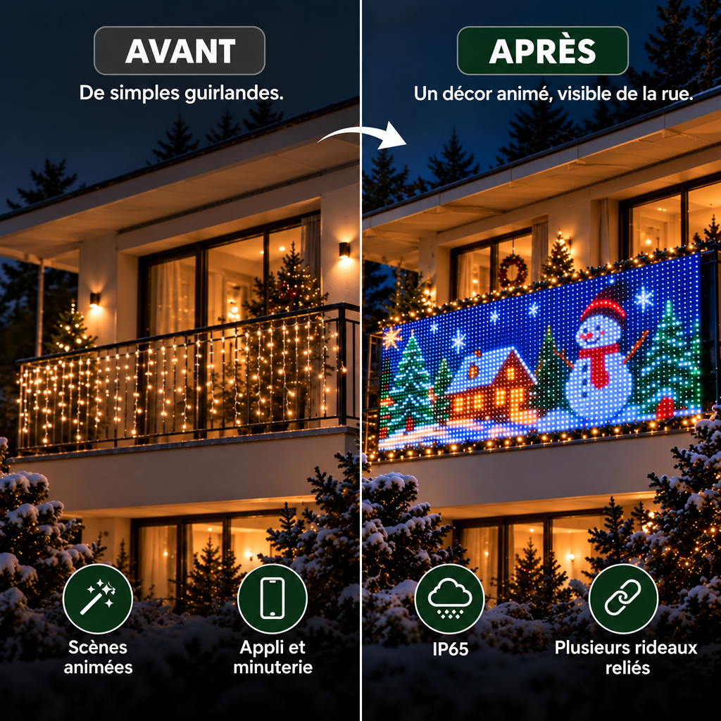 Avant et après le rideau lumineux