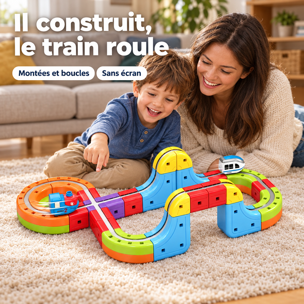 Enfant et parent construisant le circuit
