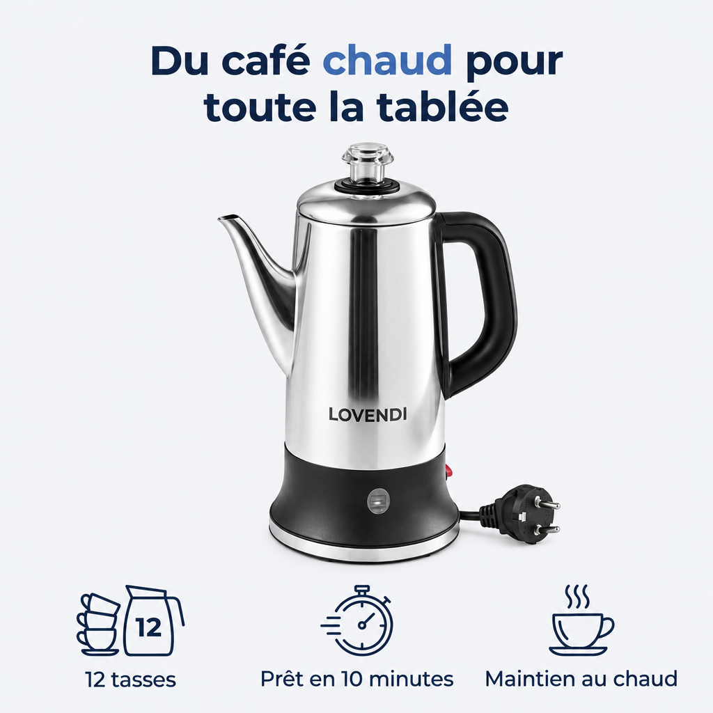Percolateur Électrique 12 Tasses En Inox 304 — Lovendi 1