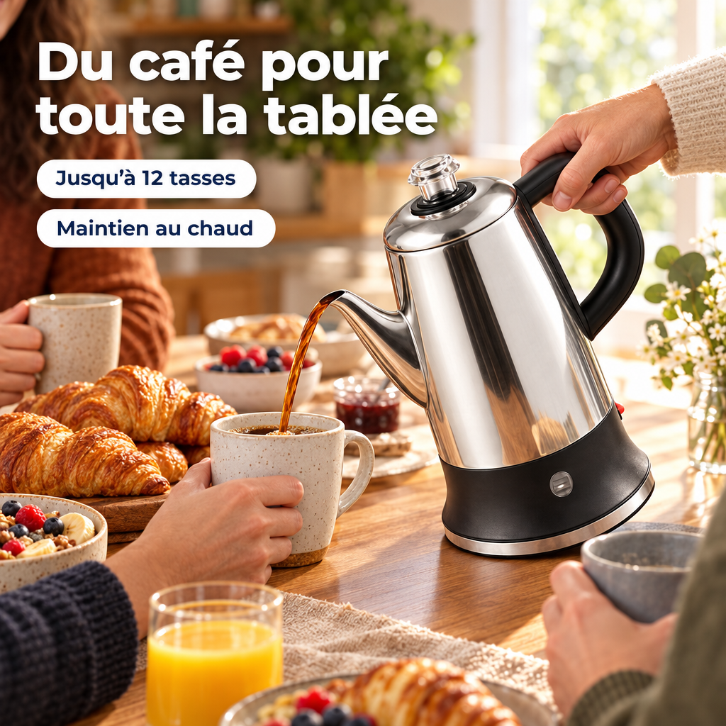 Percolateur Électrique 12 Tasses En Inox 304