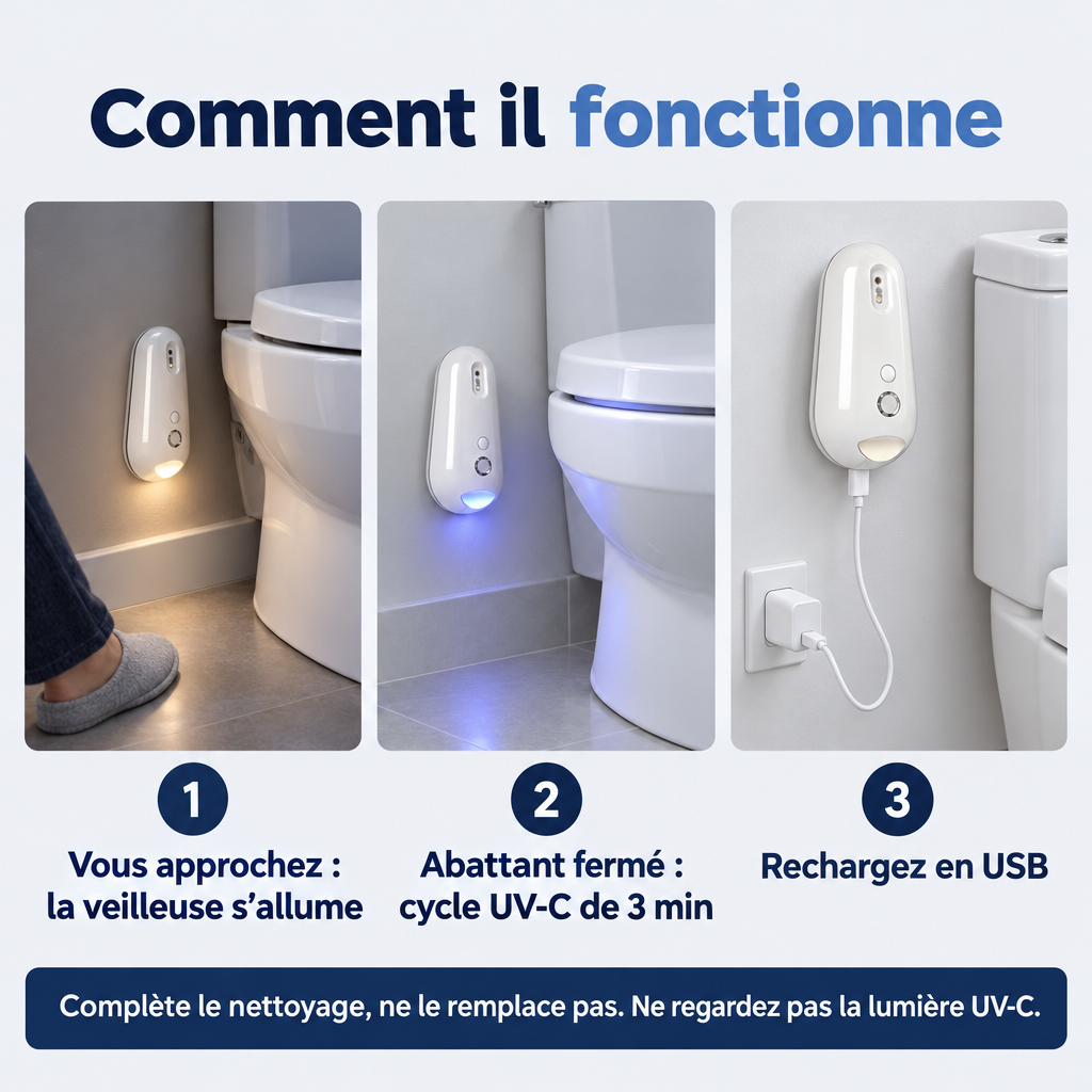 Désinfecteur UV-C Pour Toilettes Avec Veilleuse
