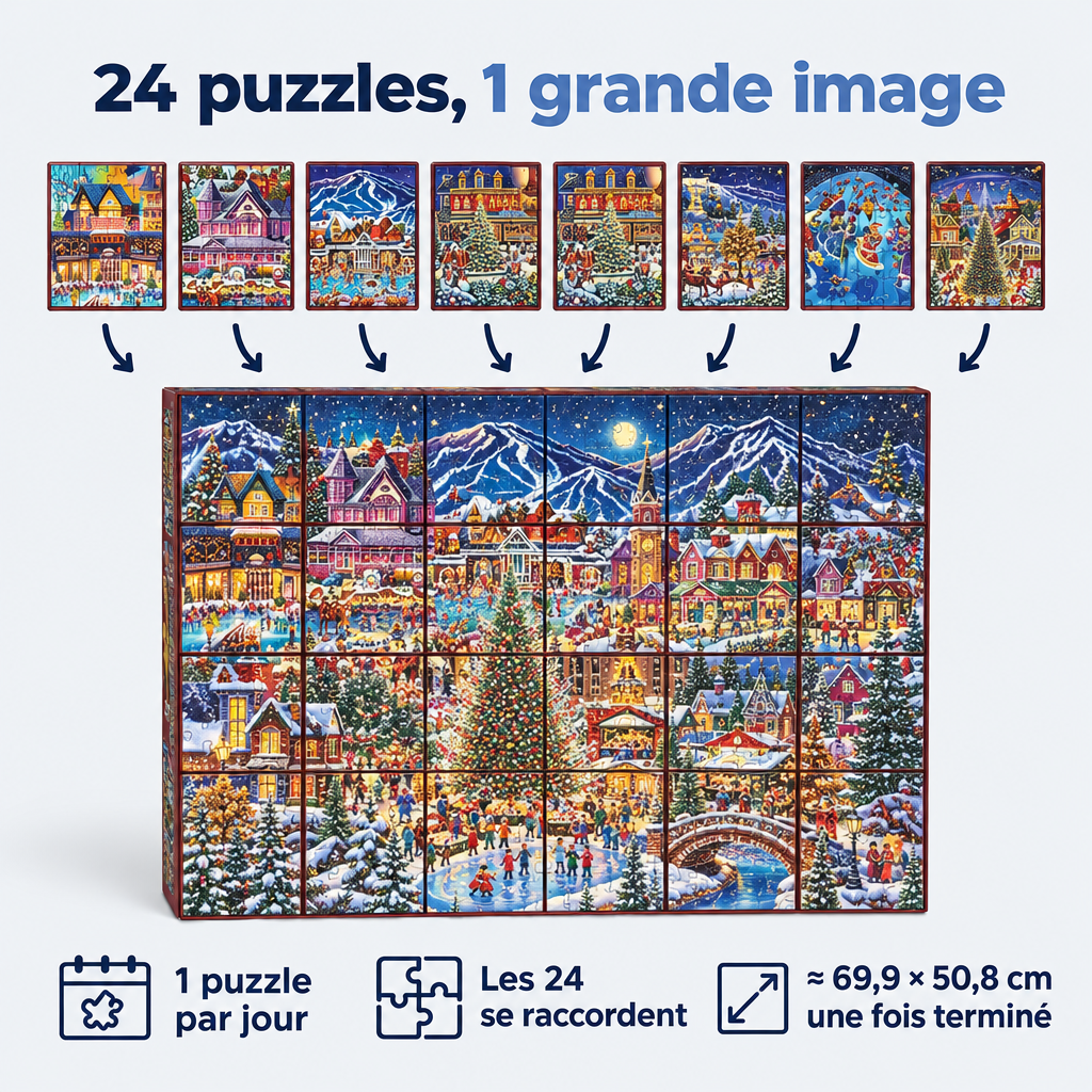 Calendrier De L’Avent Puzzle, 24 Jours