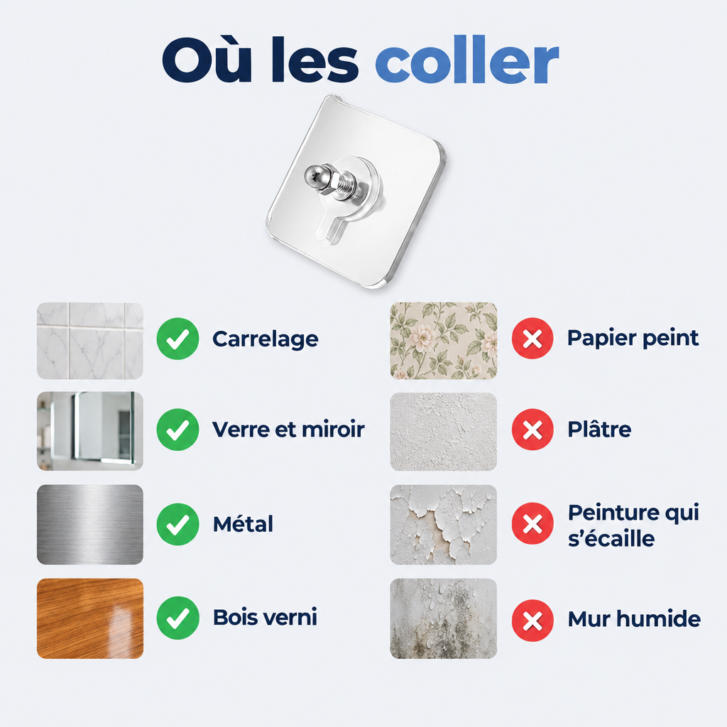 Crochets Muraux Adhésifs, 20 Pièces