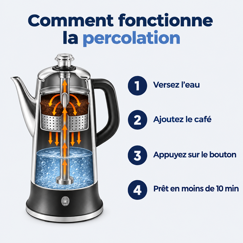 Percolateur Électrique 12 Tasses En Inox 304