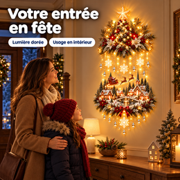 Sapin Et Village Lumineux Mural