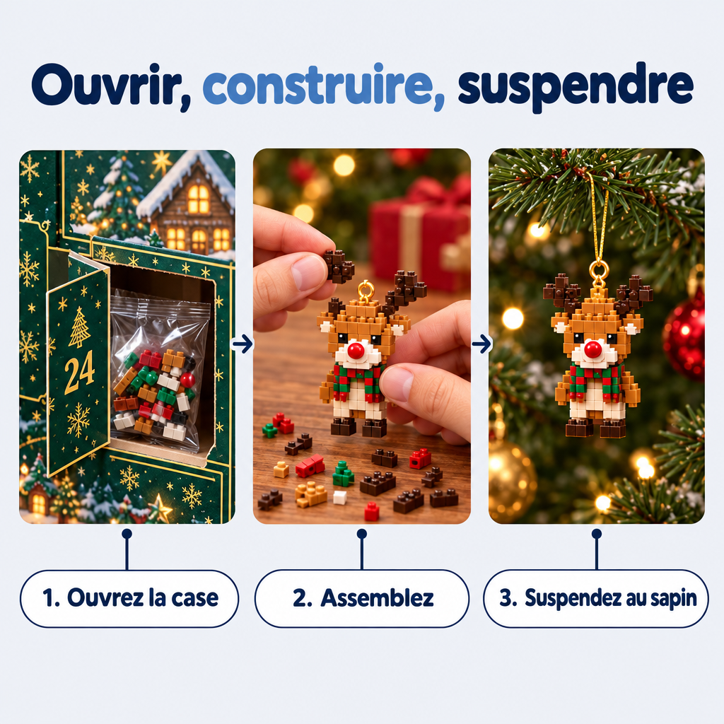 Calendrier De L’Avent, 24 Mini Ornements En Briques